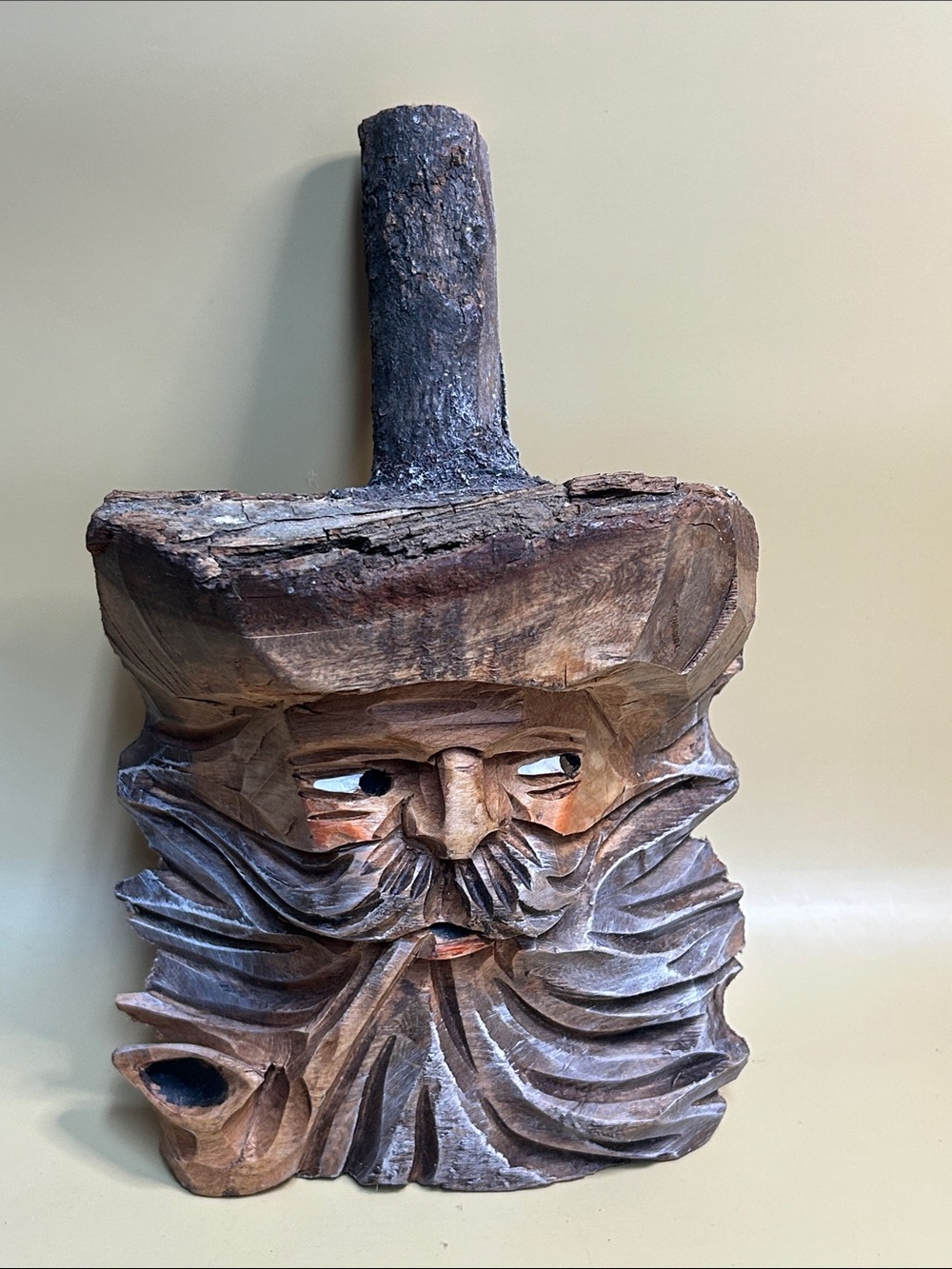 WOOD SPIRIT CARVING OLD MAN FACE WALL ART ORIGINAL SCULPTURE UNIQUE FIGURE 8 “